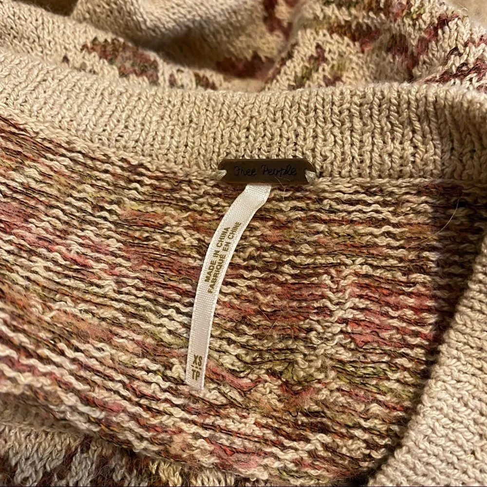 Free People Desert Rose Wool Sweater Tunic Sz XS